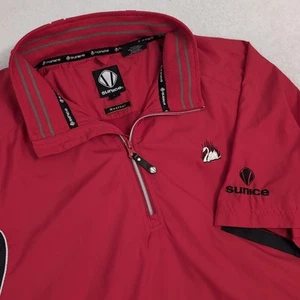 Sunice Short Sleeve Golf Pullover L Men Red ¼ Zip Poly Nylon - Picture 1 of 7