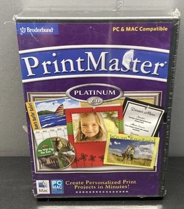 Broderbund PrintMaster Print Master Platinum 2.0 PC And Mac DVD - New Sealed! - Picture 1 of 8