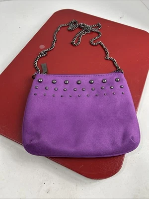 Christian Siriano Payless Purple Faux Leather Crossbody Bag Chain Strap Studs - Image 1 of 4