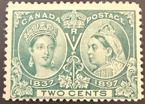 Canada QV stamps 1897 Jubilee SG 124 2c green, mounted mint, Cat £35 - Picture 1 of 2