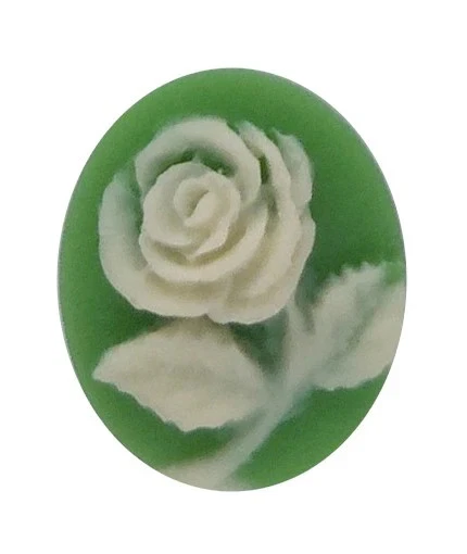Camafeo flor cabujón resina rosa verde y marfil 10x8mm 678q Foto 1 de 1