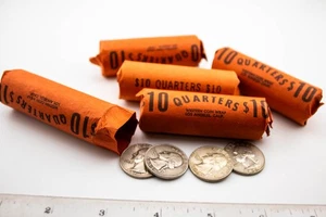 PRE 1964 ALL SILVER US BANK ROLLED QUARTER COLLECTION LOT 200 COINS - Bild 1 von 2