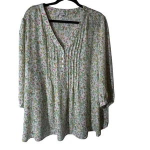 Rose Oliv Top Damen 2X Grün Mehrfarbig Blumen Fließend Garten Fee Cottagecore - Bild 1 von 8