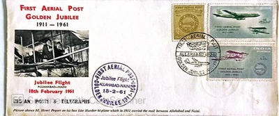 Collection of  Indian FDC first Arial post Golden Jubilee stamps set issue 1961 - Image 1 of 2