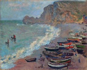 The Beach at Etretat Claude Monet Giclee Canvas Print repro - Picture 1 of 1