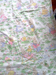 Vintage Bunny Rabbits Material Toddler Bed Duvet Case
