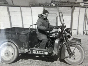 Hyogo HMC Cargo Motorcycle Photo WWII US Army Japanese Occupation Soldier 1940s - Picture 1 of 4