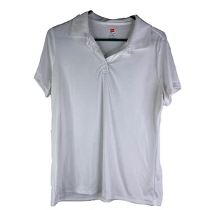 Hanes Cool Dri Mens Shirt Size Large Collared White Henley - Picture 1 of 5