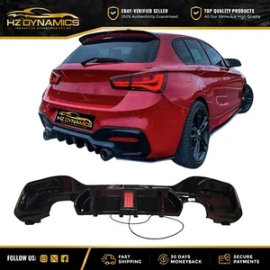 PARA BMW SERIE 1 F20 F21 LCI NEGRO BRILLANTE DIFUSOR TRASERO LABIO CENEFA CON LED UK - Imagen 1 de 9