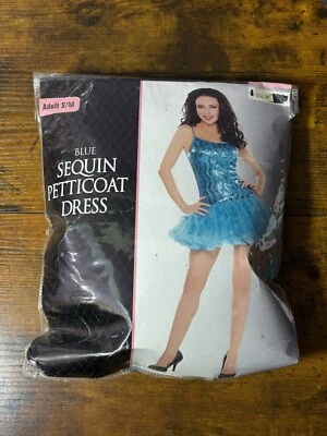 Vestido Enagua Lentejuelas Azul Disfraz Halloween Adulto S/M  Foto 1 de 2
