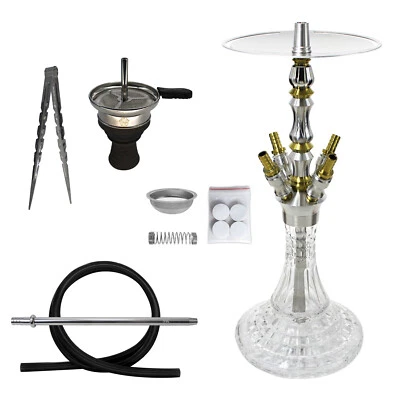 Skynet 716 Bellagio Edelstahl Shisha Komplettset mit 4 Schlauchanschlüssen - Bild 1 von 4