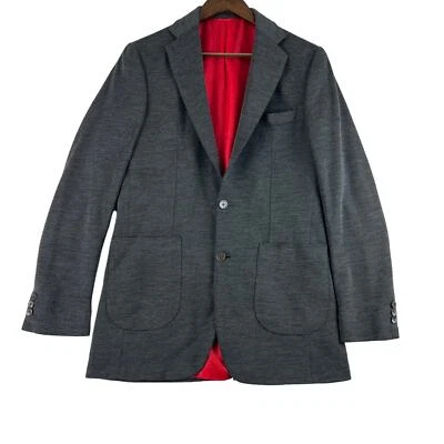 Holland & Sherry Blazer Mens Size 42R Gray Two-Button Merino Wool Red Lining - Image 1 of 4