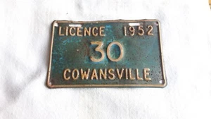 Vintage 1952  cowansville Quebec Bicycle cycle License Plate - Picture 1 of 3