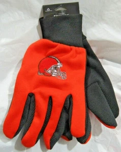 NFL Cleveland Browns Colored Palm Utility Gloves Orange w/ Black Palm by FOCO - Picture 1 of 2