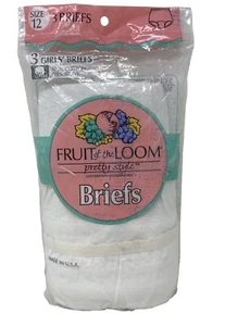 Vintage Fruit of the Loom Girls Briefs Underwear Panties Size 12 3 Pairs 1991 - Picture 1 of 6