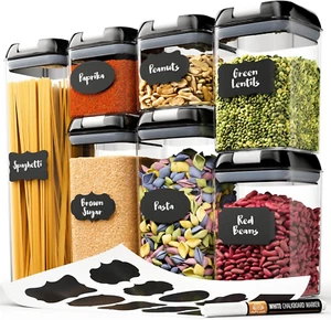 - Set of 7 Airtight Food Storage Containers for Kitchen Storage - Clear Plastic - Bild 1 von 12