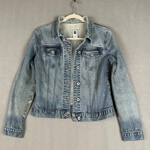 Giacca camionista vintage Gap denim donna S bottoni ciambella sfumatura baffi elasticizzata Y2K - Foto 1 di 18