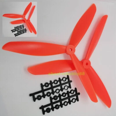 2 Pairs Orange FC1045 10x4.5" 3- Blade Counter CW/CCW RC Model Drone Propellers - Image 1 of 4