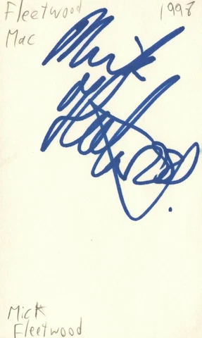 Mick Fleetwood Musician Fleetwood Mac Rock Band Music Signed Index Card JSA COA Cover
