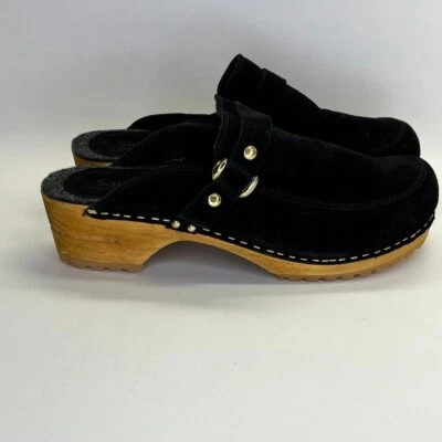 Zueco para mujer Sanita Lissy talla 42 en negro espalda abierta suela de madera antideslizante Foto 1 de 4