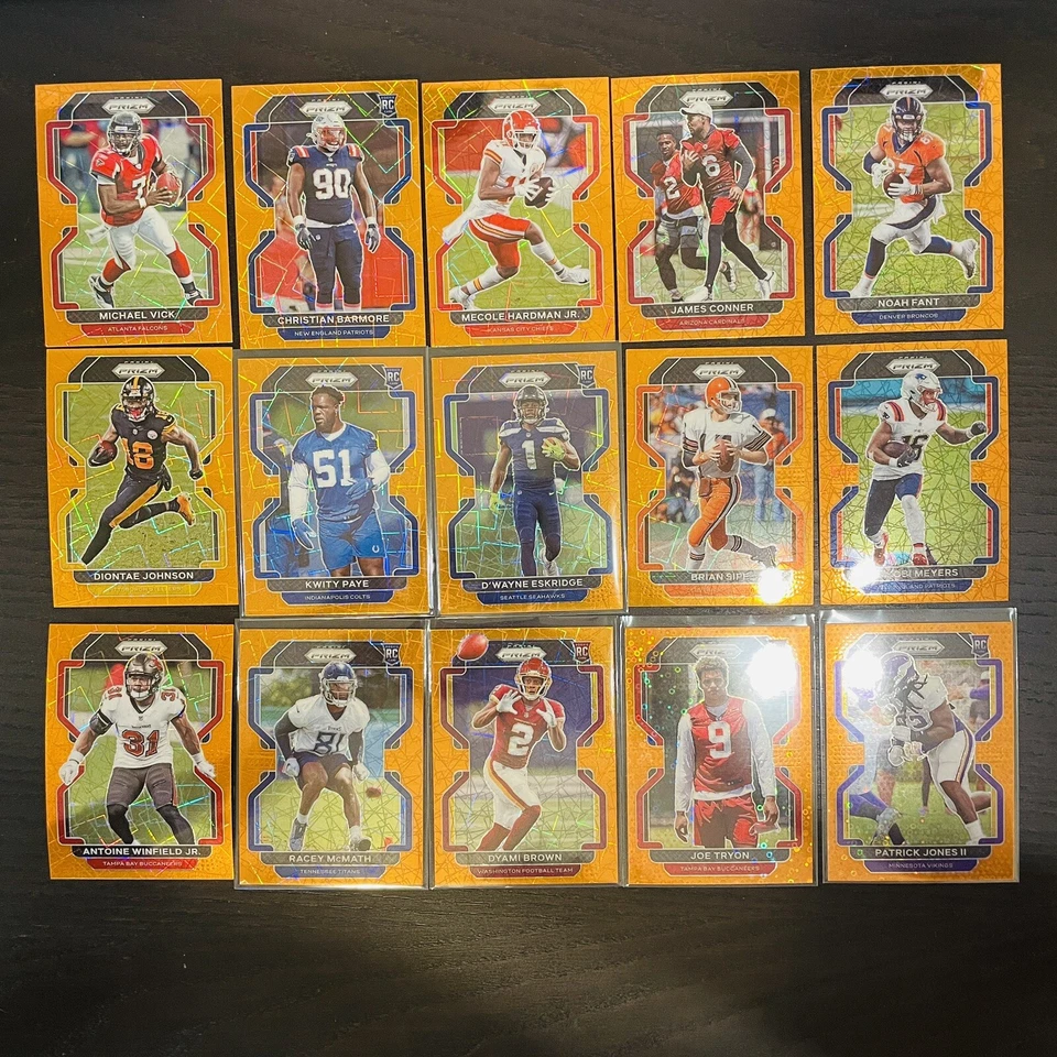 2021 Panini Prizm Football Orange Laser And Disco Veteran And Rookie Lot NFL - Image 1 of 1
