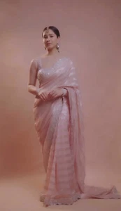 Camicetta Saree da donna stile Bollywood designer pakistano abbigliamento sari indiano etnico - Foto 1 di 8