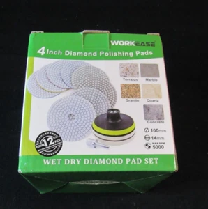 Workease 4 Zoll Diamant Polierpads mit 8 mm Bohreradapter - Nass Trocken - Bild 1 von 3