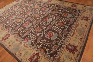 8'x10', 9’x12’, 10'X14' William Morris Handmade Wool Traditional Area Rug Brown - Picture 1 of 8