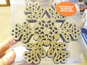 6 Glittery Rounded Edge Snowflake Shaped Ornaments 6.25" Shatterproof 5 Colors - Picture 1 of 3