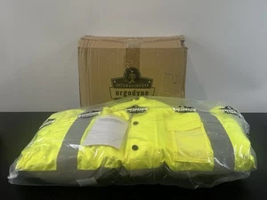Ergodyne GloWear 8381 Class 3 Hi-Vis 4-in-1 Quilted Bomber Jacket Lime, Large - Picture 1 of 13