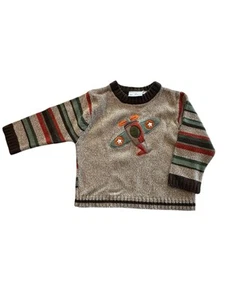 B.T. Kids Cable Knit Sweater Boys Size 2T Pull Over Multicolor Airplane EUC - Picture 1 of 10