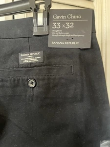 Neu mit Etikett Banana Republic Gavin Herren Chinohose 33 x 32 schwarz gerade Passform Versand heute - Bild 1 von 7