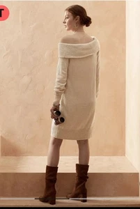 Neu mit Etikett Banana Republic schulterfreies Damen-Pulloverkleid/Größe M/haferflockenfarben - Bild 1 von 5
