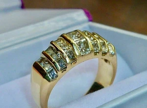 3Ct Princess Cut Diamond Lab Created Men Engagement Ring 14K Yellow Gold Plated - Picture 1 of 4