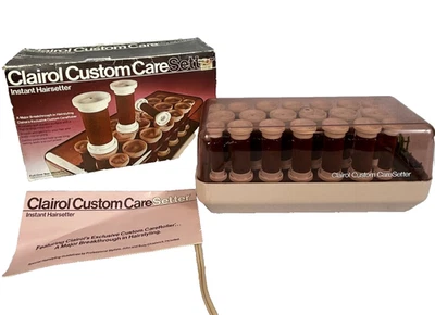 Clairol Custom Care Setter Velvet Flocked Hot Rollers Hair Curlers Clips Vintage - Image 1 of 4
