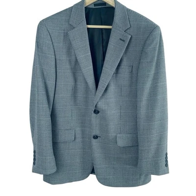 Chaqueta Blazer Andrew Fezza Talla 38S Para Hombre Pata de Gallo Cuadros Azul Gris Lana Foto 1 de 4