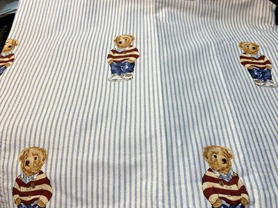 POLO RALPH LAUREN OSO DE PELUCHE ALMOHADA SHAM KING Rayas Azul Foto 1 de 3