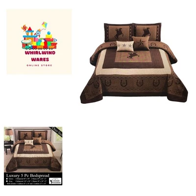 Nuevo 5 Piezas Western Stars and Horses Vaquero Lujo Hogar Edredón Colcha Sobre... Foto 1 de 3