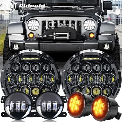 Kits combinados de luces antiniebla LED de 7"" para Jeep Wrangler JK JKU 2007-2018 Foto 1 de 4