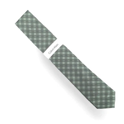 Calvin Klein Men's Double-Rail Grid Tie Necktie Classic 3" Silk Blend Green - Image 1 of 4
