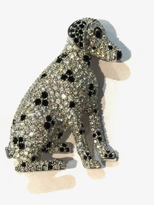 Swarovski Brosche Anstecknadel schwarz silberfarben Hund Dalmatiner signiert GEBRAUCHT - Bild 1 von 3