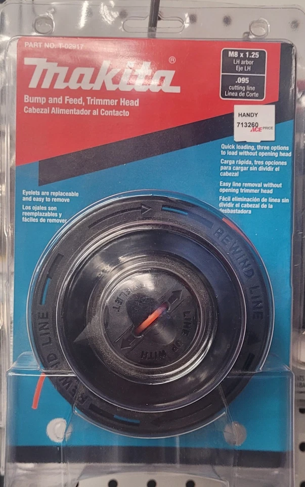 T-02917 Genuine Makita Bump Feed Trimmer Head 8mm X 1.25 LHF for Xru04 Xru11