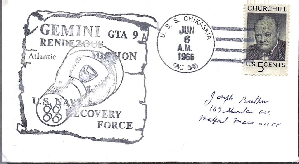 CHIKASKIA (AO-54) 6 de junio de 1966 Atlantic USN Recovery Force Gemini 9 Foto 1 de 1