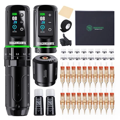 Dragonhawk Wireless Tattoo Set L3 Tätowiermaschinen 2 Batterie RCA Cartridge Ink