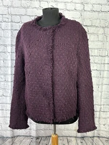 AKRIS PUNTO PFLAUME GROBE TWEED FRANSEN JACKE BLAZER GRÖSSE 12 - Bild 1 von 8