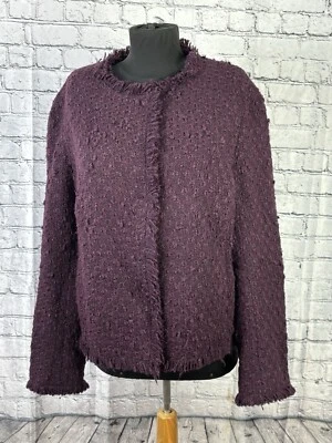 CHAQUETA BLAZER AKRIS PUNTO CIRUELA GRUESO TWEED FLECOS TALLA 12 Foto 1 de 4