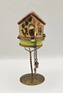 Limoges Porzellandose Vogelhaus auf Ständer - signiert vom Künstler - Bild 1 von 10