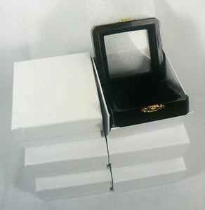 6 cajas de monedas de madera marrón oscuro con interior de terciopelo negro (SOLO CAJA) - Imagen 1 de 6
