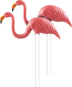 Garden Flamingo Pair Ornaments with Ground Spikes Decor Durable PE Weatherproof - Picture 1 of 4