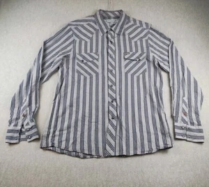 Mens Shirt Western Large Southern Thread Multicolor Striped Diamond Pearl Snap - Picture 1 of 24